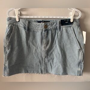 Hollister Blue Striped Denim Low-rise Mini Skirt